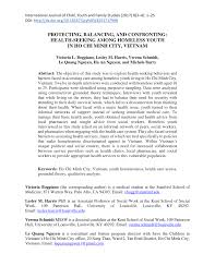 Pdf Protecting Balancing And Confronting Health Seeking Among Homeless Youth In Ho Chi Minh City Vietnam