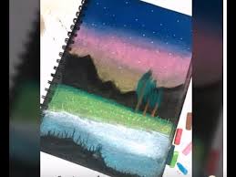 رسم منظر طبيعي على ورق اسود بألوان باستيل حقا ستنال إعجابك Youtube