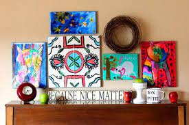 Wall Art 20 Ways To Mod Podge Canvas Mod Podge Rocks Mod Podge Canvas Kids Artwork Art Display Kids