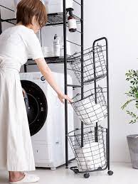 省スペースで洗濯物を分別できる バスケットは外せるのでそのまま洗濯を干すことも ランドリーバスケット trestro トレストロ 公式 北欧インテリア 家具の通販エア リゾーム ランドリーバスケット ランドリー インテリア 家具