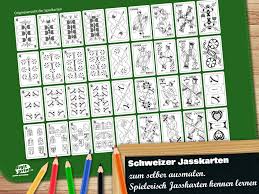Da können unsere kleinen freunde sich über viele bilder und themen freuen. Jasskarten Zum Selber Ausmalem Spielend Jasskarten Kennen Lernen