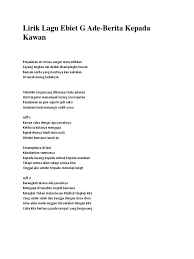 Lirik verse 1 aku rindu ramai orang. Kord Lagu Ebiet G Ade Elegi Esok Pagi