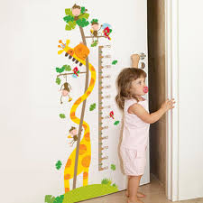 Cartoon Monkey Giraffe Height Ruler Wall Stickers Kids Room Nursery Growth Chart Wall Decals Height Measurement Wall Mural Art Stickers For Decorating