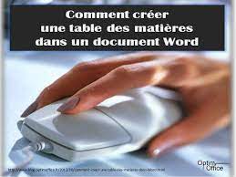 comment generer une table des matieres dans un document word astuces informatiques emploi informatique informatique