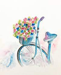 Deco floral old bikes vintage bicycles flower arrangements beautiful flowers decoration custom bikes bicycle decor bicycle basket. Vintage Bicycle Painting By Rahna Saj Saatchi Art
