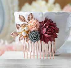 22 romantic burgundy and rose gold fall wedding ideas weddinginclude dark red wedding red wedding hair rose gold hair comb