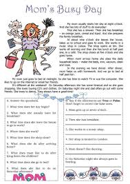 Mom S Busy Day Reading Worksheet Free Esl Printable Worksheets Made By Teachers Reading Comprehension Worksheets Reading Comprehension Reading Worksheets