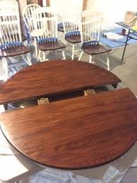 1980 S Solid Oak Dining Table And Chairs Chairs In Progress In Background Painted With Amy Howard Bauhau Oak Table And Chairs Solid Oak Dining Table Oak Table