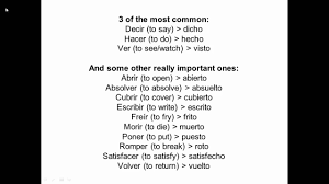 2 (ideal) +moment, solution, place ideal; Spanish Irregular Verbs Perfect Tense Professor Gold Star Youtube