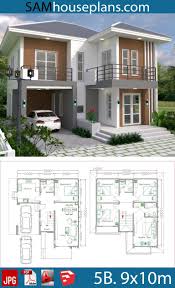 House Plans 9x10m With 5beds Sam House Plans Switch Kitchen And Extra Room Duplex House Plans Model House Plan Duplex House Design