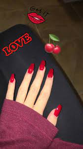 Cherry Red Coffin Nails Ig Victoria Metts Manicura De Unas Unas Postizas De Gel Unas De Gel Simples