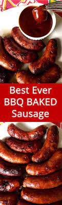 Easy Baked Bbq Sausage Recipe With Italian Or Polish Sausages Recipe Sausage Bake Bbq Sausage Recipe Sausage Recipes