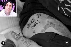 To put it in his words i tattooed my body so i couldn't fall back on anything. Travis Barker Gets True Romance Tattoo Kourtney Kardashian Responds People Com
