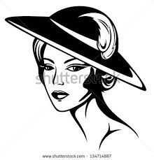 Beautiful Woman Black And White Drawing Beautiful Woman Wearing Vintage Hat Black And White Vector Illustration Black And White Illustration Beautiful African Women Retro Beauty