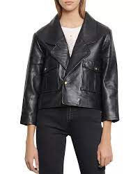 Sandro Shanny Cropped Leather Jacket Women Bloomingdale S Celebrities Leather Jacket Leather Jacket Cropped Leather Jacket