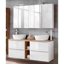 Badmobel Set Mit 2 Keramik Aufsatzwaschbecken Und 2 Spiegelschranken T In 2020 Aufsatzwaschbecken Badezimmer Set Badezimmer Waschtische