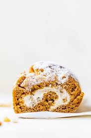 Classic easy pumpkin roll recipe made from scratch with a rich cream cheese filling, great for fall baking during pumpkin season. Pumpkin Roll Lightened Up Skinnytaste