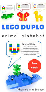 Use Lego Duplo To Build Animals While Learning The Alphabet Included Are 26 Free Printable Cards With Ideas Of A Lego Duplo Animals Lego Duplo Lego Activities