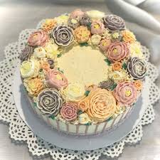 Mini cake pastel blue white floral art 1 ib. Valentina S Floral Cake Design Top View Pastel Coloured Flowers Facebook