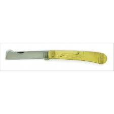 Couteau le thiers® pliant, manche en pointe de corne de 12 cm.ressort & doubles platines & 1/3 dos de lame ciselés à la main.1 fausse mitre à l'avant en bois de cerf avec finition brillant. Couteau Greffoir Coursolle