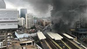 A fire ball blasted out of a building underneath london's elephant and castle train station on monday afternoon. E3wtddj0fohxfm