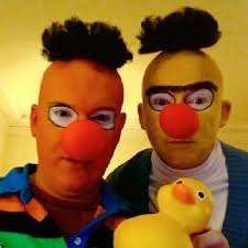 Halloween makeup Bert and Ernie lol