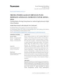 Feb 20, 2021 · contoh soal teks puisi rakyat. Pdf Media Pembelajaran Menulis Puisi Berbasis Aplikasi Android Untuk Siswa Sma