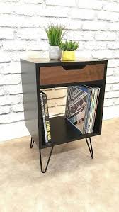 Record Console Black End Table Bedside Table Black Nightstand Mid Century Moder Mid Century Modern Nightstand Mid Century Modern Furniture Black End Tables