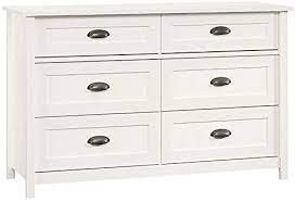Real oak dresser (tall boy). Amazon Com Pemberly Row Sturdy 6 Drawer Dresser In Soft White 4 Extra Deep Drawers For Sweaters Blankets Furniture Decor