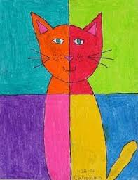 Complementary color schemes feature hues from opposite sides of the color wheel such as yellow and violet. Art Projects For Kids Abstract Oil Pastel Cat Easy Abstract Art Art Projects Elementary Art