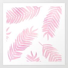 Follow the vibe and change your wallpaper every day! Pink Palm Leaves White Background Art Print By A Little Leafy Society6