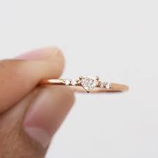 Solid 14k Gold Diamond Heart Ring Valentines Gift Petite Etsy In 2021 Heart Shaped Engagement Rings Heart Shaped Diamond Ring Small Diamond Rings
