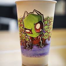 Loving This Invader Zim Coffee Cup Which Was Decorated By Javadoodles With Their Chameleon Pens Invaderzim Coffeecupa Coffee Cup Art Coffee Art Latte Art