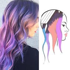 Basic Placement For This Look It S My Typical Diagonal Placement I Used Lavender And Black Mixture Towards Th Hair Color Techniques Hair Painting Hair Styles