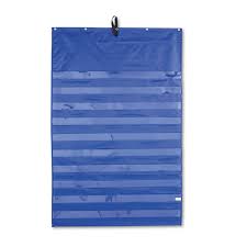 Essential Pocket Chart 10 Clear 1 Storage Pocket Grommets Blue 31 X 42