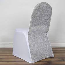 white spandex stretch banquet chair cover with silver metallic glittering back tablecloths factory tablecloth banquet chair covers chair covers chair cover