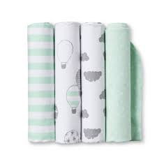 Flannel Baby Blanket Fresh Air 4 Pack Cloud Island Green Baby Spring 2019 Flannel Baby Blankets Muslin Baby Blankets Cloud Island