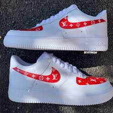 Red Louis Vuitton Air Force 1 The Custom Movement In 2020 Nike Air Shoes Hype Shoes Custom Nike Shoes