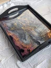 Looking for a project to tackle this weekend? Diy Resin And Wood Serving Tray Make A Resin Embellished Tray Wood Serving Tray Diy Diy Serving Tray Serving Tray Wood