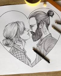 Currently Sketching A Cute Couples Portrait Wedding Gift For Legends Zoe And Levi Riklee Il Wedding Drawing Couple Drawings Romantic Couple Pencil Sketches