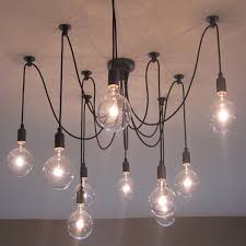 Landhaus Pendelleuchte Retro Schwarz 8 Flammig Im Wohnzimmer Beleuchtung Decke Pendelleuchte Retro Kronleuchter Modern