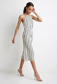Black And White Striped Jumpsuit With Sleeves Forever 21 Strappy Back Striped Jumpsuit Cream Black Womensjumpsuits Stripes Fashion Fashion Clothes For Women