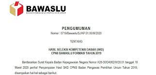 We did not find results for: Pengumuman Hasil Tes Seleksi Kompetensi Dasar Skd Cpns Badan Pengawas Pemilihan Umum Tahun 2019 Bawaslu Sulawesi Tenggara