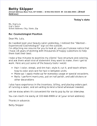 Cosmetologist Cover Letter Sample