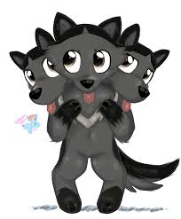 171489 - safe, artist:rainbow eevee, canine, cerberus, fictional species,  mammal, anthro, roblox, 2022, 2d, adopt me, anthrofied, black body, black  fur, cute, digital art, fur, gray body, gray fur, looking up, multicolored