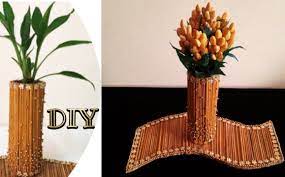 Diy Pista Shells Broom Sticks Flower Vase Pista Shell Crafts Broom Sticks Crafts Pista Shell Crafts Craft Stick Crafts Shell Crafts