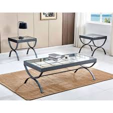 Related search › glass coffee table sets › metal and glass coffee tables.group with this 3 piece coffee table set, crafted from metal and glass in the united states. Bowery Hill 3 Piece Coffee And End Table Set In Silver Walmart Com Walmart Com