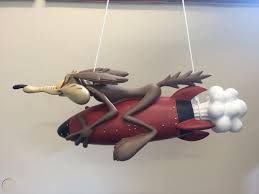 Wile e coyote acme rocket 2 stickers 9.5 inch sticker decal. Rare Warner Bros Wile E Coyote On Rocket Poly Resin Statue 1778893793
