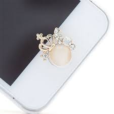 3d Silver Diamond Crystal Home Button Sticker For Iphone 4 5 5s 6 Apple Ipad Crown Shape Crystal Iphone Iphone Accessories Glitter Phone Cases