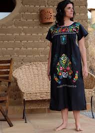 Free Shipping Mexican Embroidered Dress Black Medium To Large Long Multicolored Floral Em Mexican Embroidered Dress Floral Dress Summer Embroidered Dress